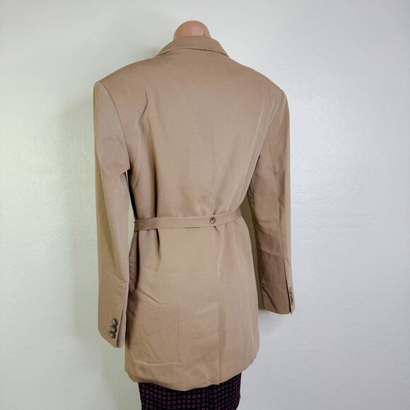 Topshop Belted Tunic Blazer Suit Jacket Tan Office Business Career Size 4 NEW - Picture 9 of 12